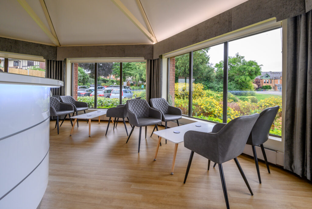 Seating in the reception area at The New Foscote Hospital